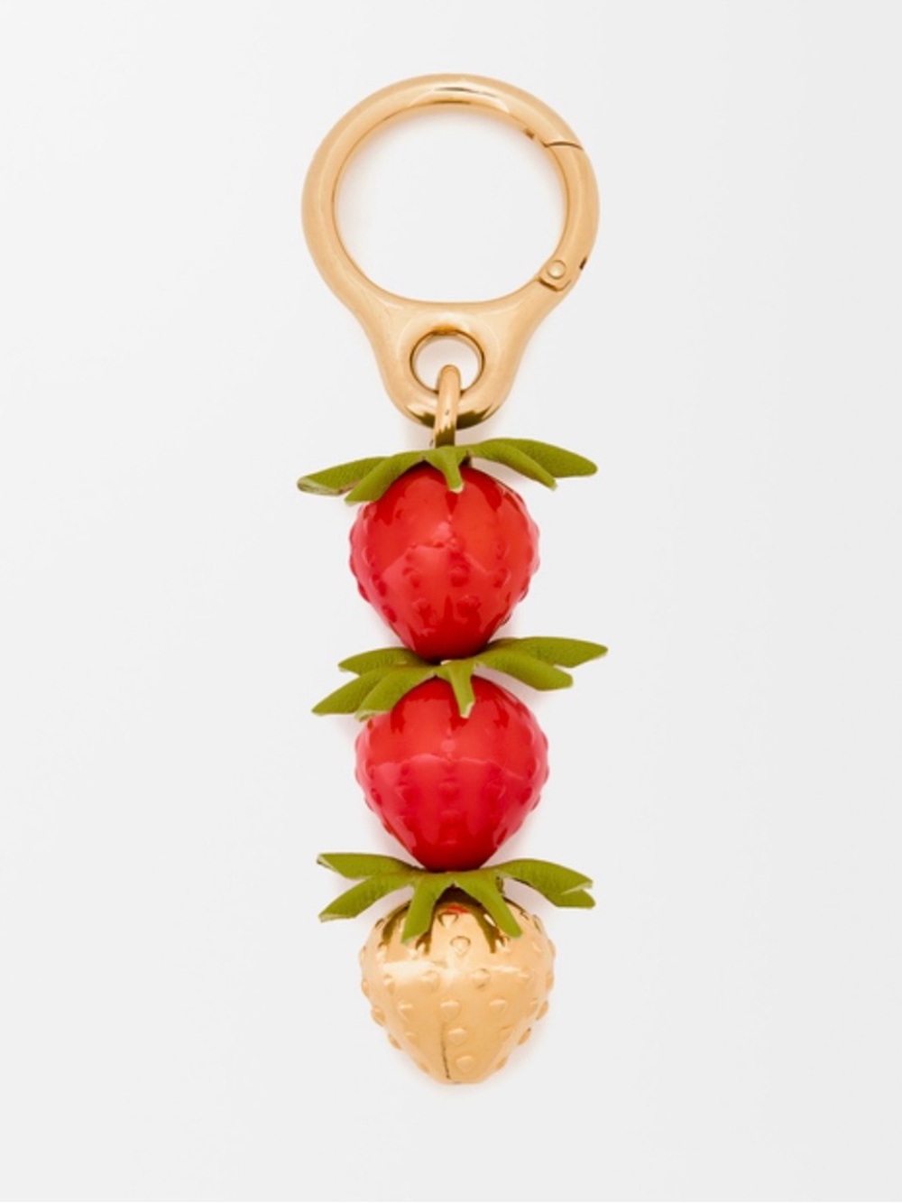 Loewe Red and Gold Strawberry Trio Keyring Bag Charm